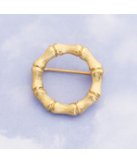Vintage Round Gold Tone Bamboo Brooch By Avon H1 - $21.99