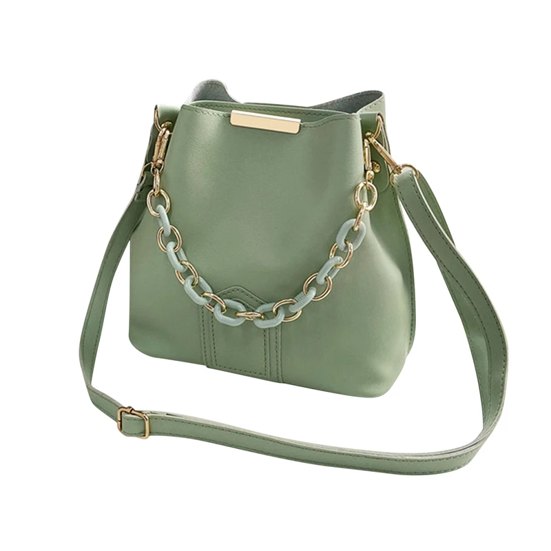 Retro Elegant Female Chain Tote Bucket Bag Women Chain Pu Leather Portab... - £16.04 GBP