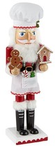Wooden Christmas Nutcracker,14&quot;, CHEF/BAKER In Santa Outfit W/GINGERBREAD 633,NP - £27.68 GBP