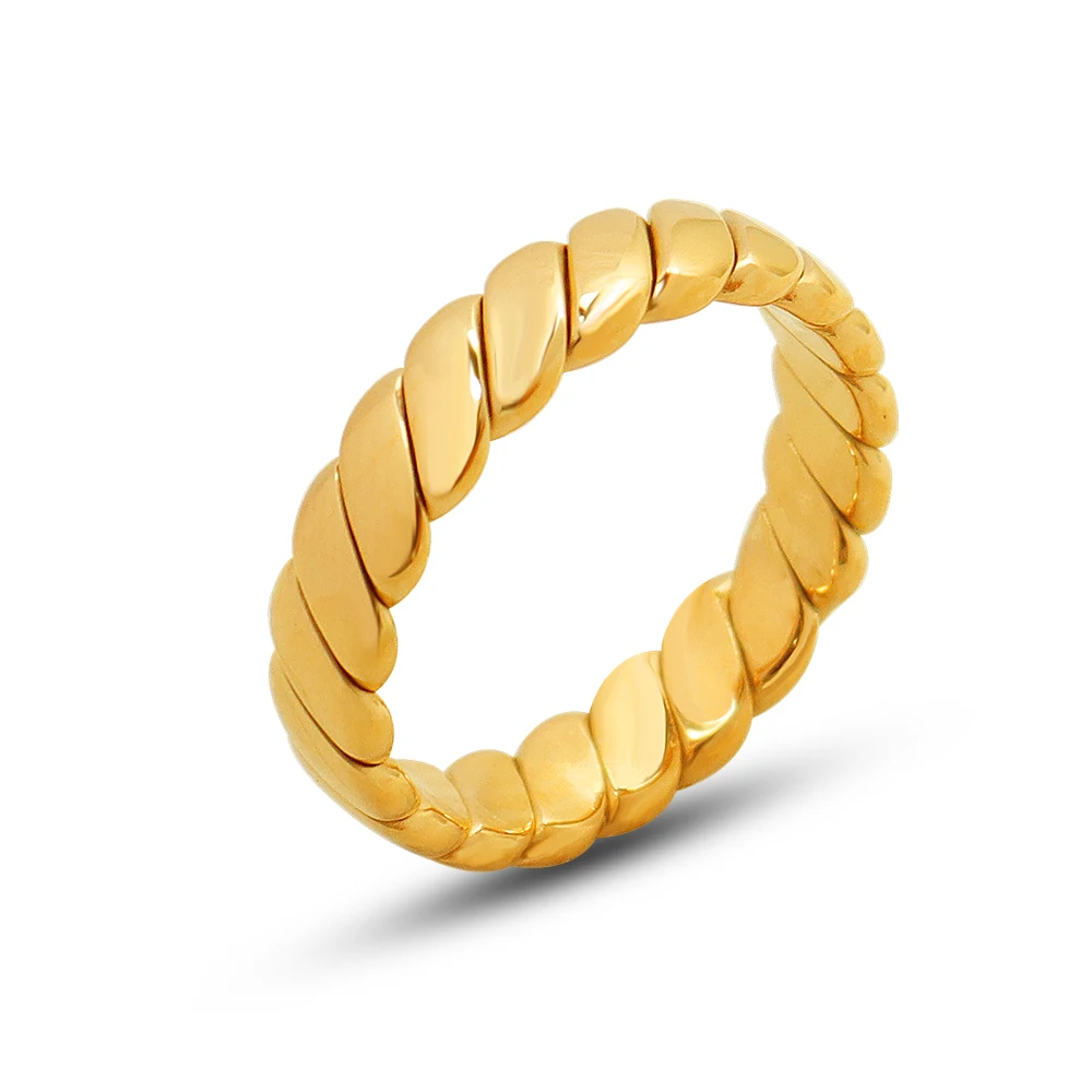 18 K ring Gold Plated Stainless Steel Ring GolVintage Curved Ring Simple Ring fo - £13.67 GBP