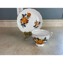 Colclough Bone China England Orange Roses Tea Cup And Saucer Set - $14.84