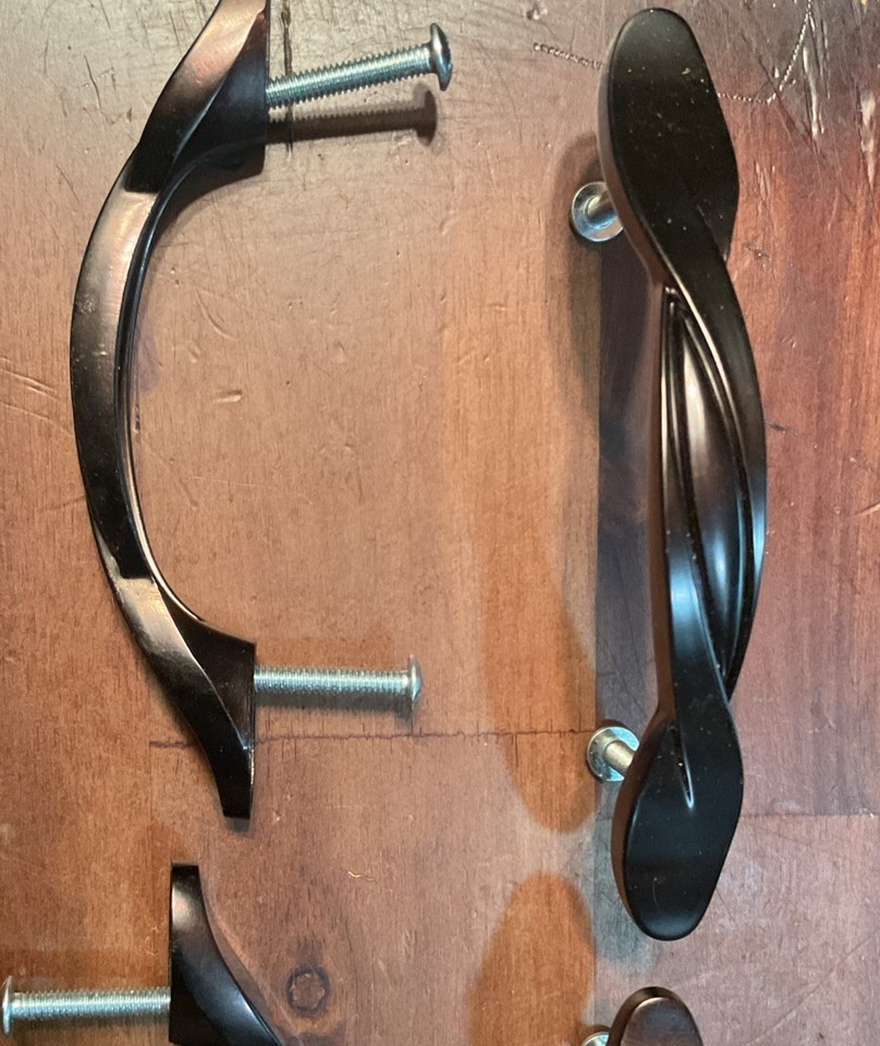 Lot 8 Bronze Tone Twisted Metal Cabinet Door Pulls Handles Mount Screws 3” Apart Item image 9