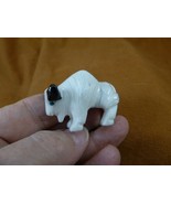 (Y-BUF-418) White Alabaster + onyx BUFFALO bison gemstone gem figurine s... - $233.69 MXN