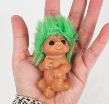 Vtg 1985 Dam Baby Troll Green Hair 3" Doll Infant Lying On Back MINT NEW - $29.69