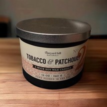 Vineyard Hill Naturals TOBACCO PATCHOULI Soy Wax 3-Wick Candle 12 oz - $32.68