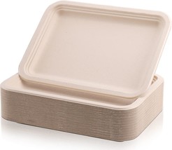 Lawei 50 Pack 14 Inch Biodegradable Paper Plates, Rectangle Compostable,... - £31.26 GBP