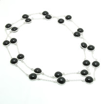Black Spinel Faceted Handmade Gemstone Fashion Gift Necklace Jewelry 36" SA 6051 - £8.30 GBP