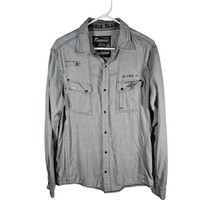 Buckle Black Label Button Up Snaps Men&#39;s Size Large Slim Fit Gray/Black - $283.38 MXN