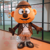 Brown Soccer Ball mascot costume character dressed with a Henley Tee and Bow tie - £983.68 GBP