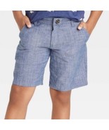 Cat &amp; Jack Boys Blue Flat Front &#39;Above The Knee&#39; Chambray Shorts - Size: 12 - £7.76 GBP