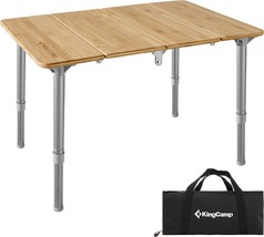 Kingcamp&#39;S Portable, Adjustable-Height Bamboo Outdoor Folding Tables Are - £57.51 GBP