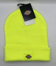 Dickies Men&#39;s Cuffed Beanie Hat Workwear Neon Yellow One Size New - £14.65 GBP