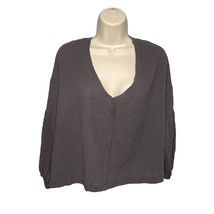 Womens Grade &amp; Gather Peasant Rippled Shirt Gray Relaxed Fit Size Medium u - $22.99