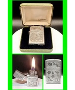 Stunning Vintage 800 Silver 6 Sided Hand Tooled Lighter w/ Zippo Insert ... - £290.73 GBP