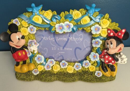 Disney Parks 3D Sculpted Tabletop Frame, Mickey Loves Minnie, 3.5x5" Opening  - $19.99