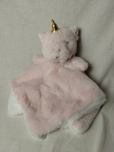 K Luxe Pink Unicorn Baby Blanket Lovey Gold Horn Gray Eyes Security Blanket - £13.28 GBP