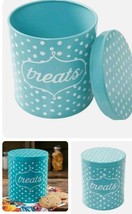 Pioneer Woman ~ Treats ~ Aqua in Color ~ White Dotted Design ~ 9&quot; Metal Tin - £23.39 GBP