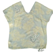Express Silk Boxy Top M Sheer Oversized Blouse Sequin Paisley Kimono Dra... - $24.73