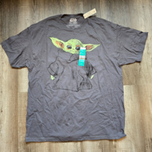Star Wars Baby Yoda Mandalorian T-Shirt Tee Mens Extra Large Gray Short Sleeve - £11.89 GBP