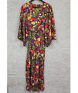 Vintage Womens Maxi Dress Medium Colorful Floral 3/4 Sleeve Wide Sleeve ... - $85.09