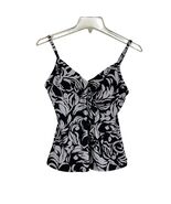 Jamaica Bay Floral Ruffle Tankini Swim Top Size 10 NWOT Black White Padd... - €16,25 EUR