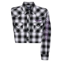 Wrangler men&#39;s long sleeve logo western snap shirt in Black &amp; White - size 2XL - £36.65 GBP