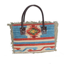 Challenger Women Canvas Handwoven Brown Leather Handbag Tote Purse 17RT2117 - $49.99