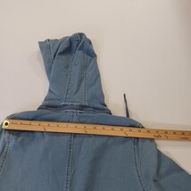 Yest Women's Front Button Blue Denim Removable Hoodie Coat Jacket Pockets Size 8 image 7