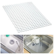 1 Pc Clear Decorative Kitchen Sink Mat Dish Protector Pad Circle Design 16&quot;X12&quot; - £15.04 GBP