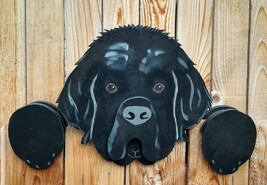 Newfoundland Dog Fence Peeker Peeper Garden Yard Art Party Dog Park Decoration - £107.90 GBP