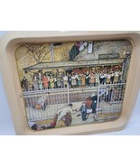 Vtg Metal Serving Tray With Crestwood Train Station NORMAN ROCKWELL - $34.19 CAD