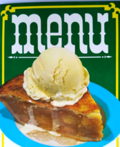 Vintage Menu Cover Apple Pie And Vanilla Ice Cream Parlor Pop Shop Restaurant - £10.57 GBP