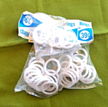 35 Newell White Plastic Cafe Rings Fit 1/2&quot; Rods Sew on Curtains Drapes ... - £6.32 GBP