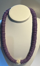 Jewelry Necklace  Purple Wood Saucers geometric Cube Barrel Screw Closure 21&quot; - £9.06 GBP