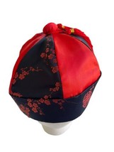 Vintage Chinese Emperor Costume Hat Tassel Black Red - £7.97 GBP