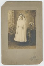 Antique c1900s Large Cabinet Card Beautiful Young Girl Confirmation Rochester NY - £9.58 GBP