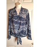Women&#39;s Michael Kors Button-Down Tie Front Long Sleeve Top Blouse Size S... - $261.66 MXN
