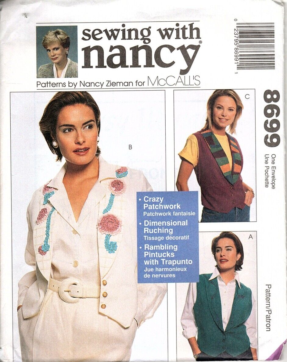 McCall's 8699 Misses S to XL Vintage Vest Uncut Sewing Pattern 1997 New - $9.46