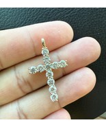 2ctw Round Lab Grown Diamond Religious Cross Large Pendant 14K Yellow Gold - $1,668.38 CAD