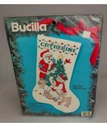Vintage Bucilla Santa Snowman Christmas Counted Cross Stitch Stocking Ki... - $49.50