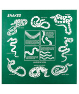 Printed Image Snakes Bandanna 22&quot; x 22&quot; GREEN Camping Survival Outdoors ... - £8.31 GBP
