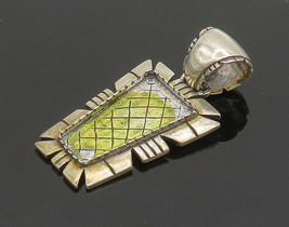 CAROLYN POLLACK 925 Silver - Vintage Shiny Chiseled Border Pendant - PT15794 - $67.24