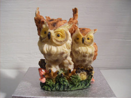 Owls Together Light Brown Colored Vintage Figurine Statue #76 - £11.77 GBP
