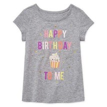 Girls Shirt Okie Dokie Short Sleeve Happy Birthday Gray Crew Tagless Top... - $6.44