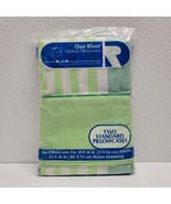 Vintage Dan River 2 Standard Pillowcases Green Stripe No Iron Made in US... - $49.40