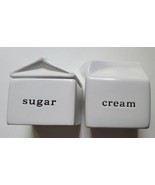 Crate &amp; Barerel Farmhouse Cream &amp; Sugar Set Milk Ceramic White Embossed ... - $47.85 CAD