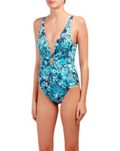 NWT CARMEN MARC VALVO 6 swimsuit 1 Piece shaping deep v-neck ring slimming lined - $64.01