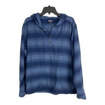 Patagonia Mens Jacket Adult Size Medium Hood Blue Striped Pullover Long ... - £36.49 GBP
