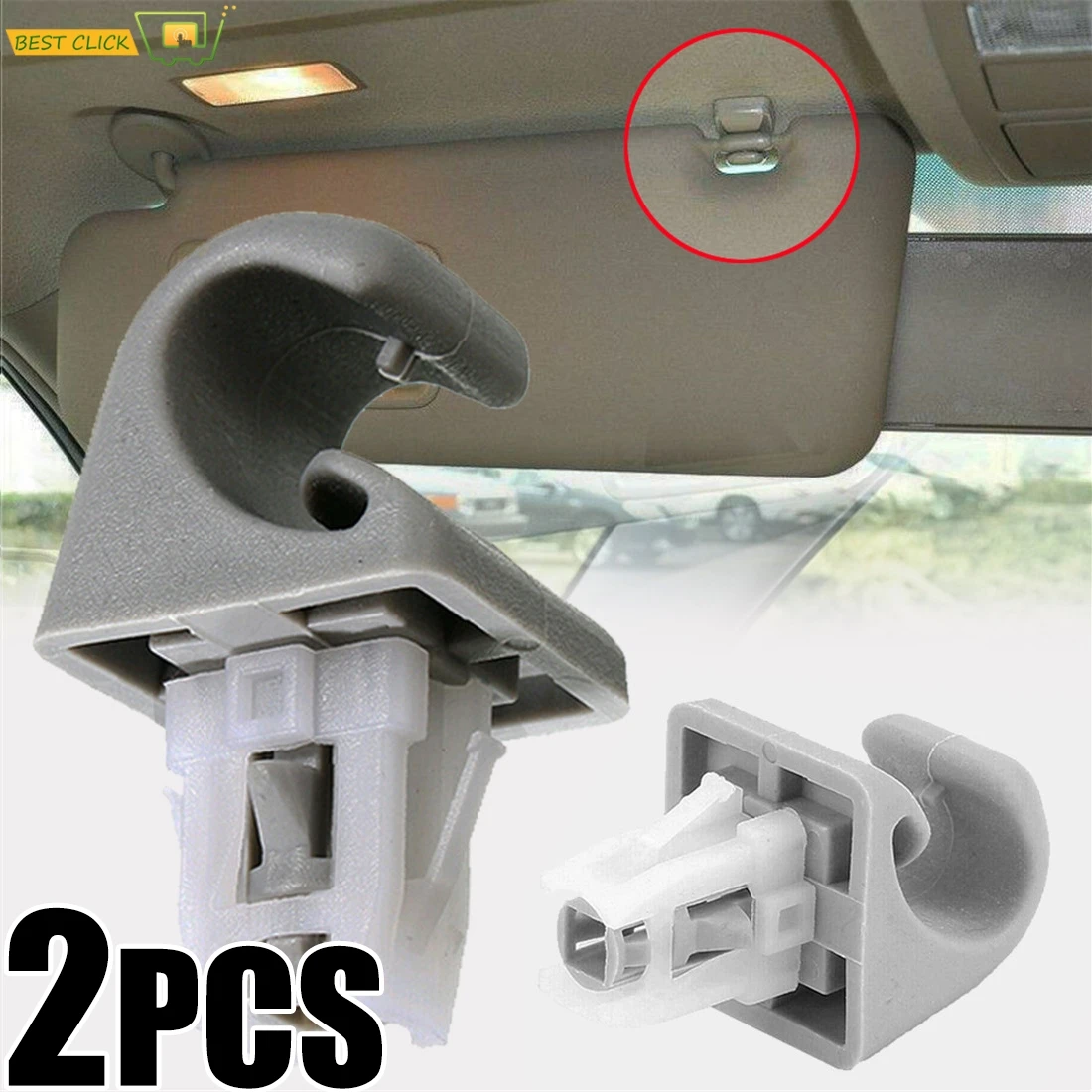2Pcs Gray Sun Visor Hook Holder Clip Bracket Hanger For Toyota Camry Cor... - £11.09 GBP