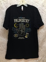 Men&#39;s Large Black Graphic T-shirt &quot;The Big Book Of Palmistry, Find Out When...&quot; - £13.13 GBP